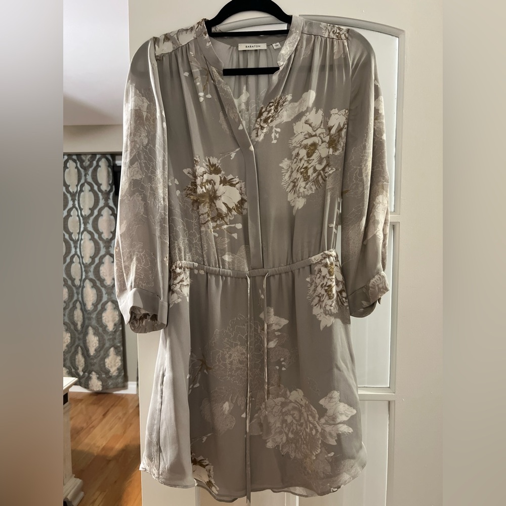Aritzia long sleeve floral silk dress